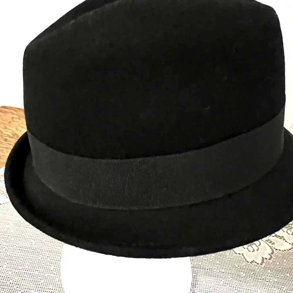 San Diego Hat Co Womens Black Felt Fedora Hat Rosette Accent One Size
